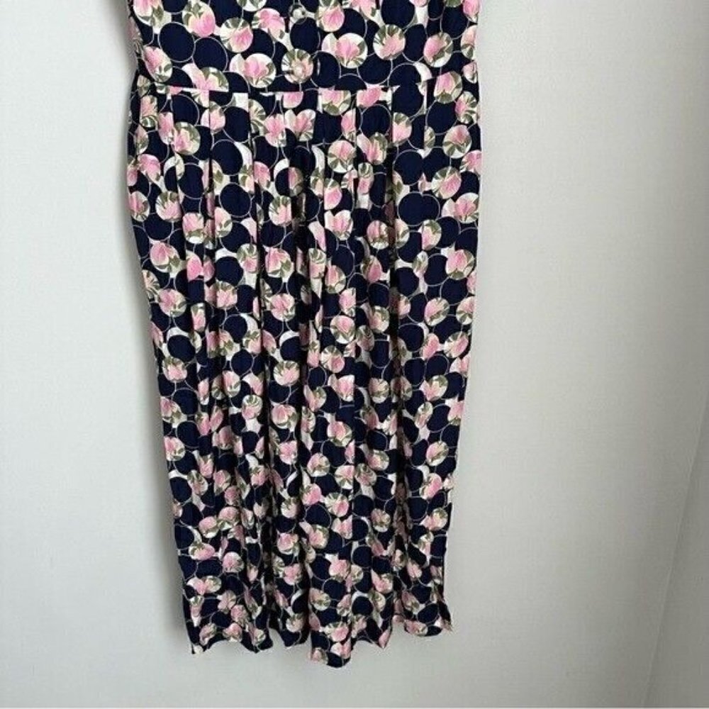 Vintage 70s/80s Navy Blue Floral Lace Cottage Core Maxi Dress Sz Medium - Picture 4 of 10